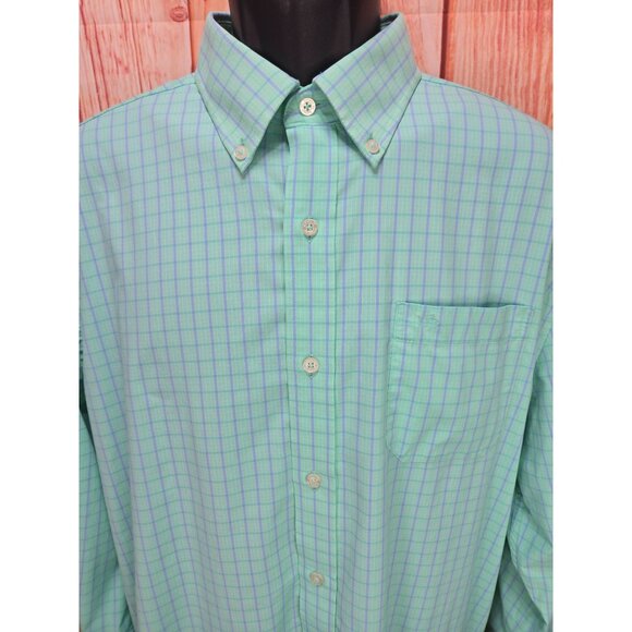 Southern Tide Mens Intercoastal Performance Shirt Large Green Check Nylon Blend - Picture 3 of 7